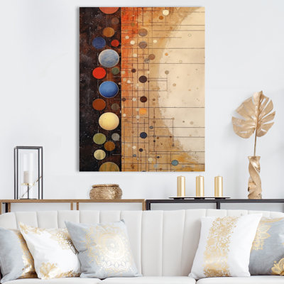«Vintage Elementary Circular Retro Geometrics - Modern Midcentury», reproduction d'art sur toile