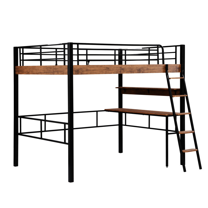 Lit mezzanine en métal avec bureau intégré, Complète