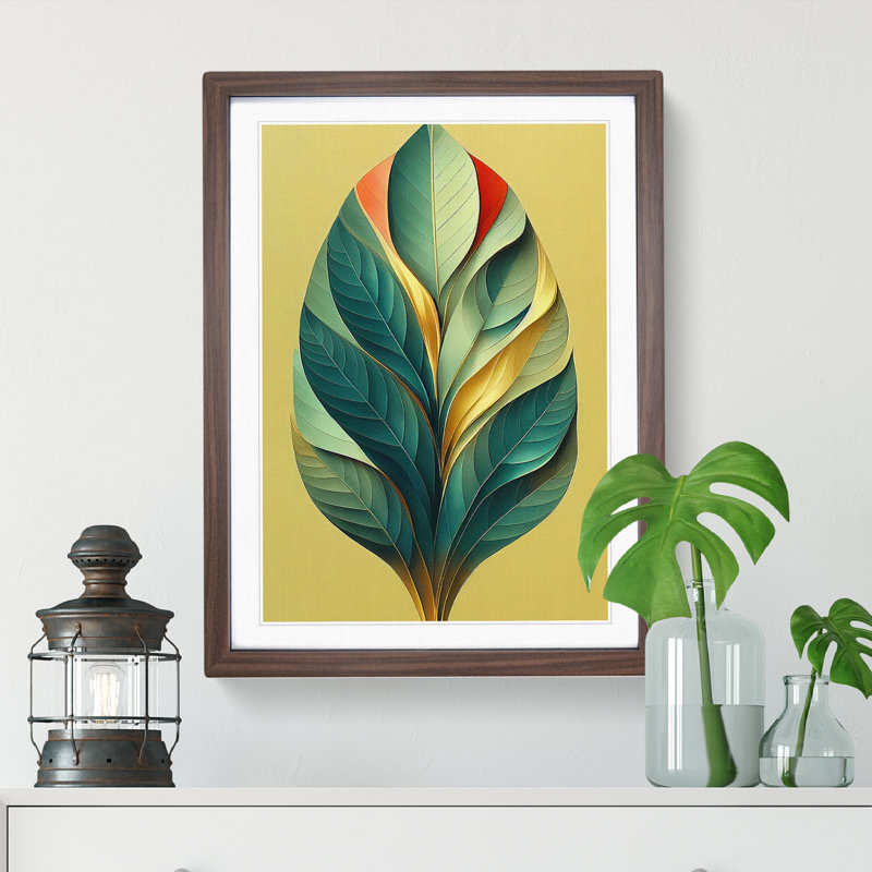 The Cheerful Leaf - Single Picture Frame Print, 34cm H x 25cm W x 2cm D, Walnut Framed