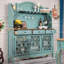 Buffet rétro en bois massif avec rehausse de bar