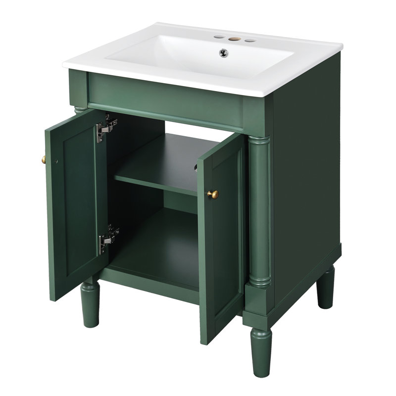 Meuble-lavabo 24 po avec décor élégant - Quincaillerie d'évier moderne