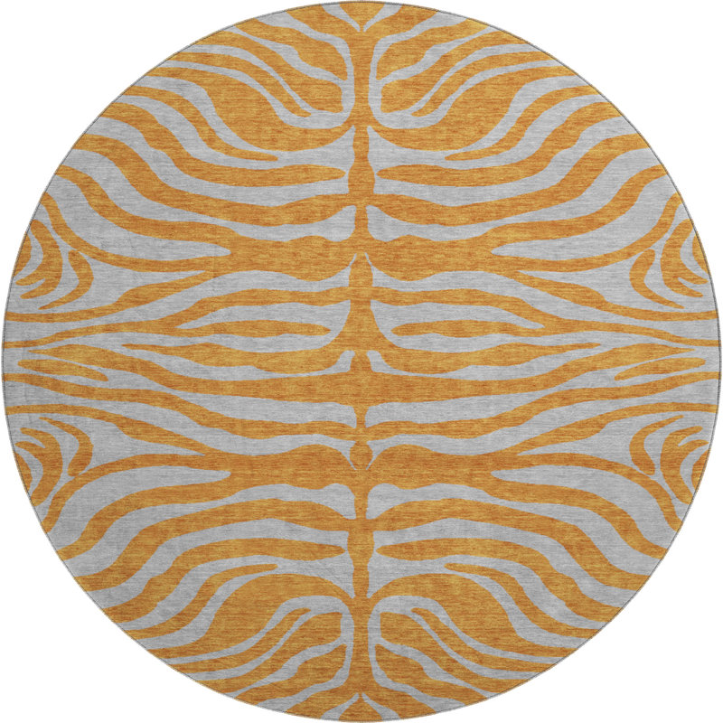 Premium Machine Washable Corum AMF1043 Animal Print Rug, Round 8'
