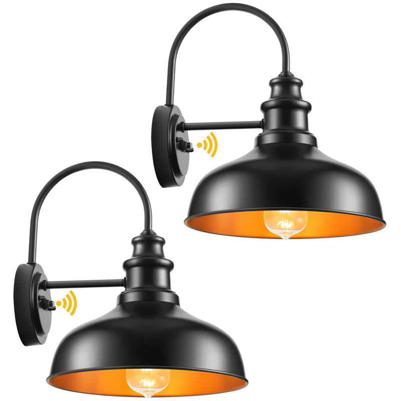 Farmhouse Barn Lights Outdoor Dusk to Dawn, 2 Pack Gooseneck Outdoor Wall Lighting, 2 Lights, Matte Black