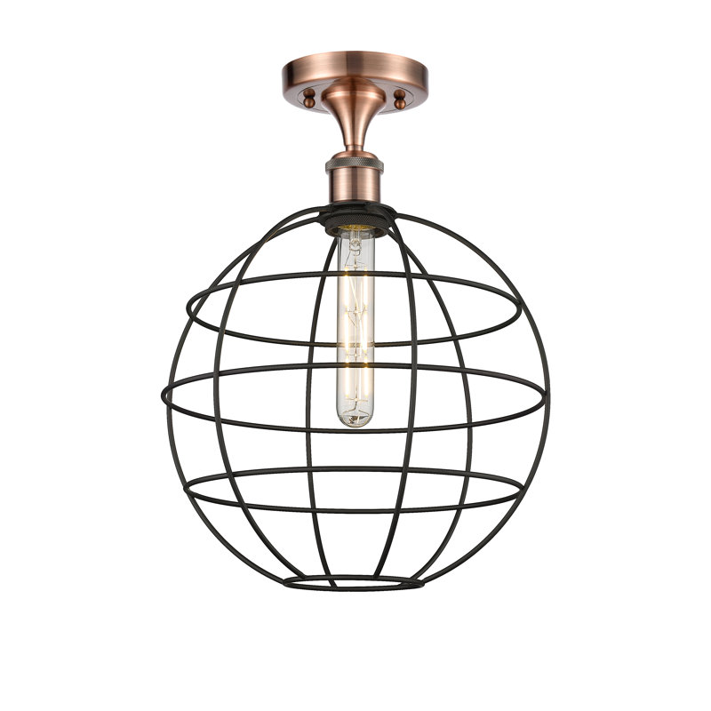 Ariyauna Semi Flush Mount, 16" H x 12" W x 12" D, Antique Copper