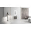 Meuble-lavabo de salle de bain avec lavabo en céramique blanc, 22 po, fermeture douce, meuble-lavabo moderne en chêne écossais gris, porte fermée, chêne, fixation murale