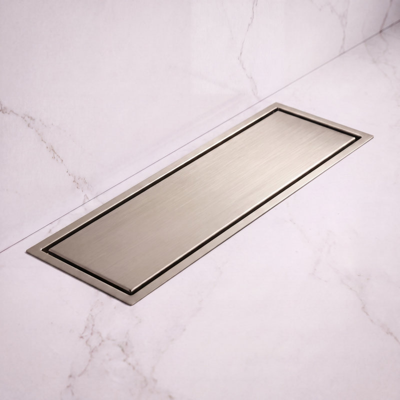 12" Linear Grid Shower Drain, Brushed Nickel