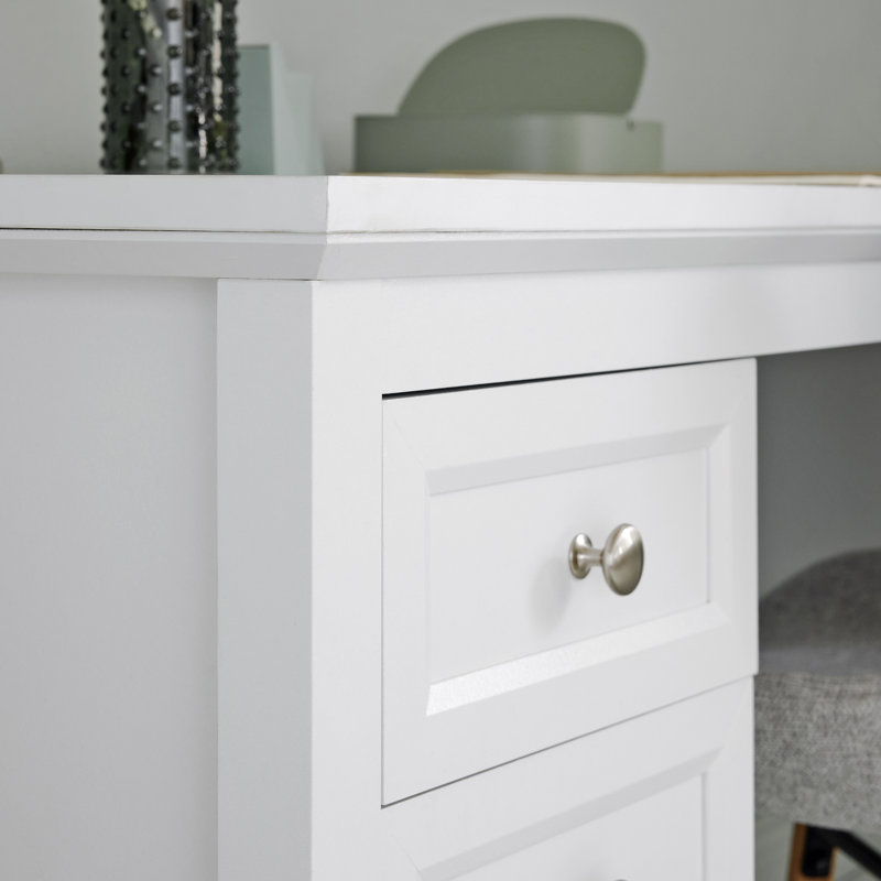Bureau d'écriture rectangulaire l 51,18 po Hermilinda, Blanc