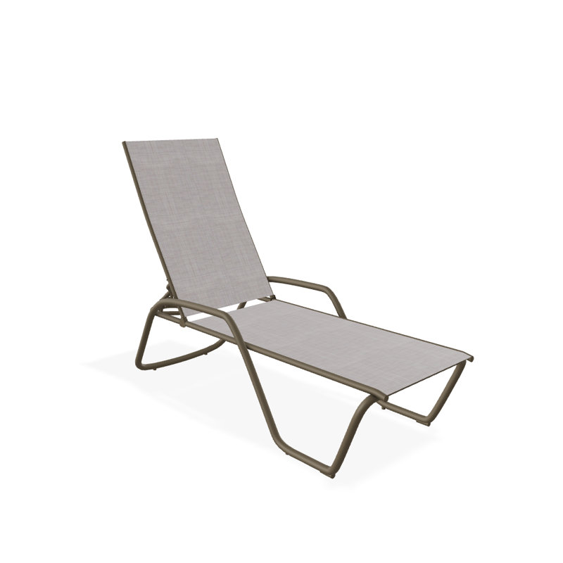 Outdoor Rust-Resistant Metal Chaise Lounge, Textured Beachwood, Sand Dollar