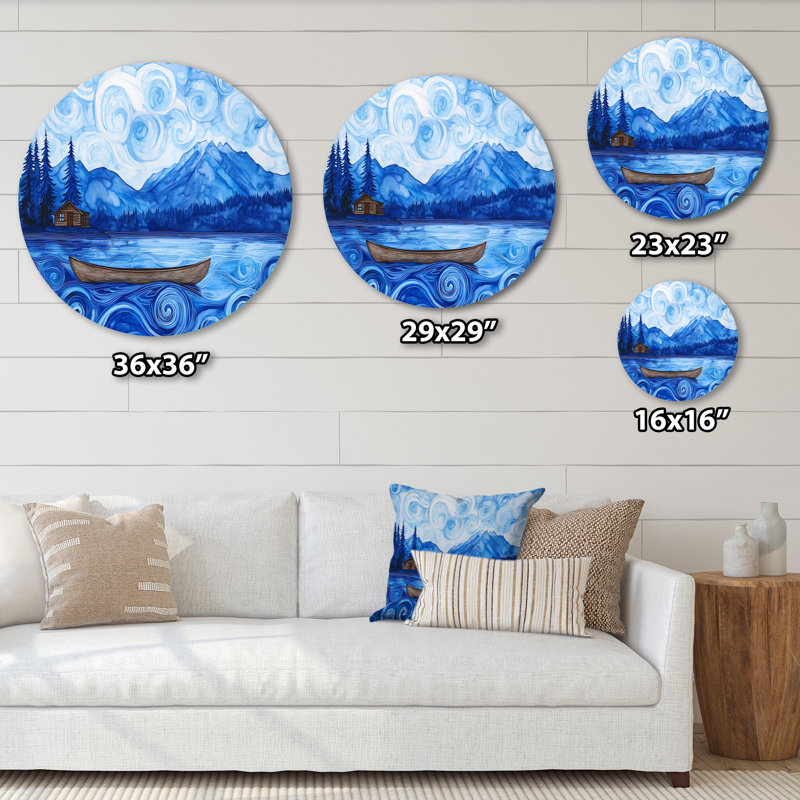 Décoration murale ronde «Blue Cabin Canoe Bay - Lakes Lakehouse», L 16 po x H 16 po