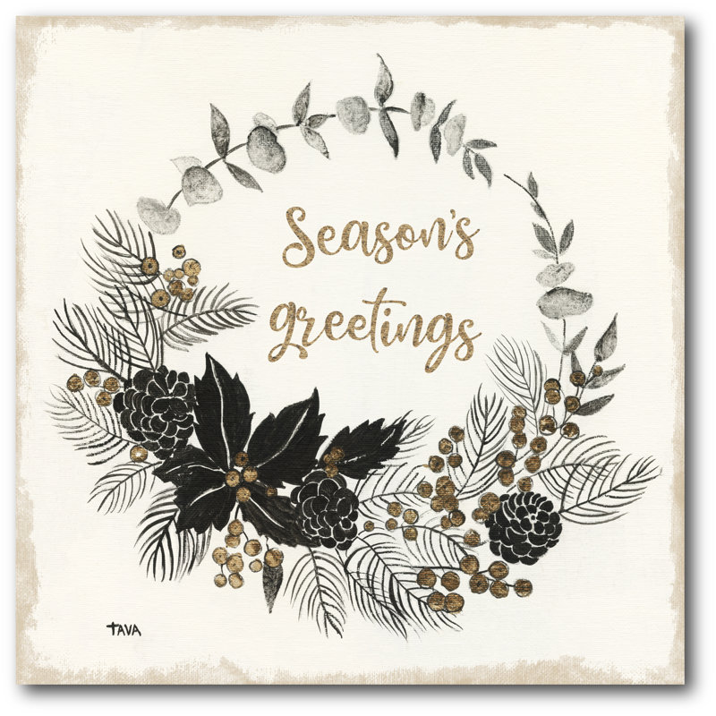 « Seasons Greetings »-reproduction sur toile tendue, H 30 po x l 30 po x P 1,5 po