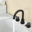 Robinet de lavabo de salle de bain surdimensionné en bronze huilé à 2 poignées à 3 trous et pivotant sur 360 ° à 3 trous avec bonde escamotable-118610644