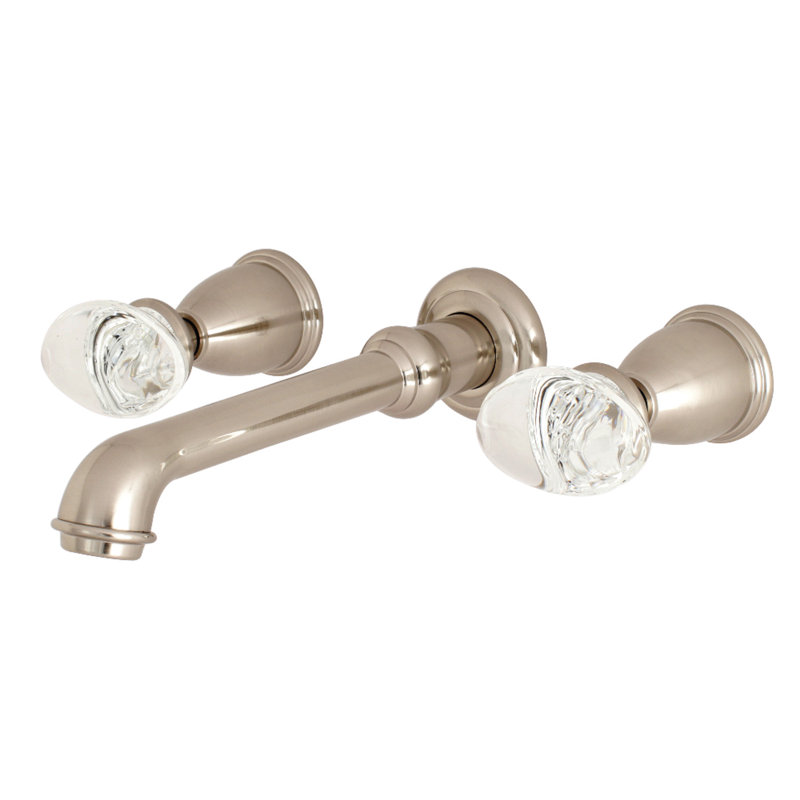 Robinet de baignoire romaine à 3 poignées et 3 poignées à fixation murale Kingston Crystal Onyx Kingston, Nickel brossé