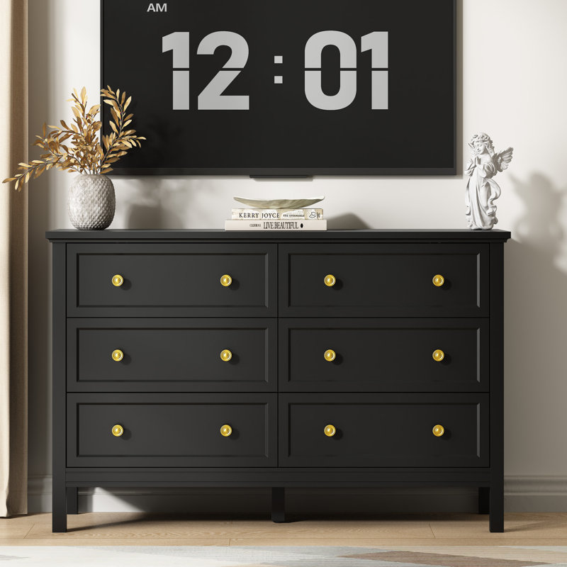 Commode de chambre à coucher, commode de chambre à coucher l 47 po Dateland, Noir
