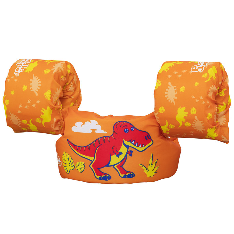 Gilet de sauvetage Bestway Puddle Jumper en tissu avec brassards - Motif T-Rex - Gilet flottant, accessoire de natation et aquatique, boucle dorsale réglable, capacité de charge de 15 à 25 kg, pour enfants de 2 ans et plus