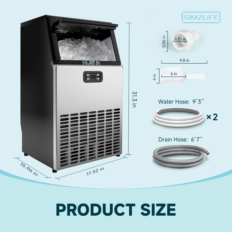 Simzlife 100lb. Daily Production Cube Freestanding/Under Counter  Commercial Ice Maker