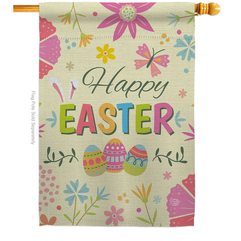 Double Sided Polyester Easter House Flag, 40" H x 28" W