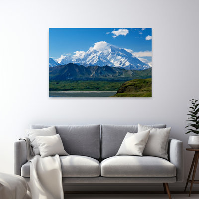 Snow-Covered Mount Mckinley Blue Sky Denali National Park Alaska Usa. Tranquil Abstract Contemporary Landscape Mountain Art