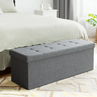 110x38x38cm Linen Upholstered Storage Bench