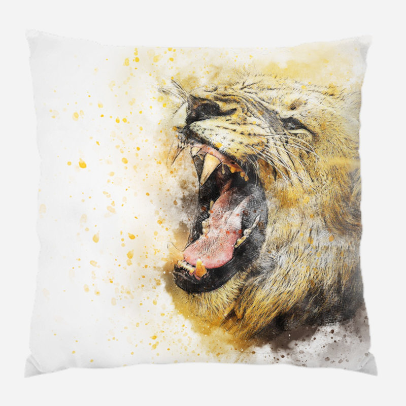Coussin lion Atilia, Microsuède, Intérieur