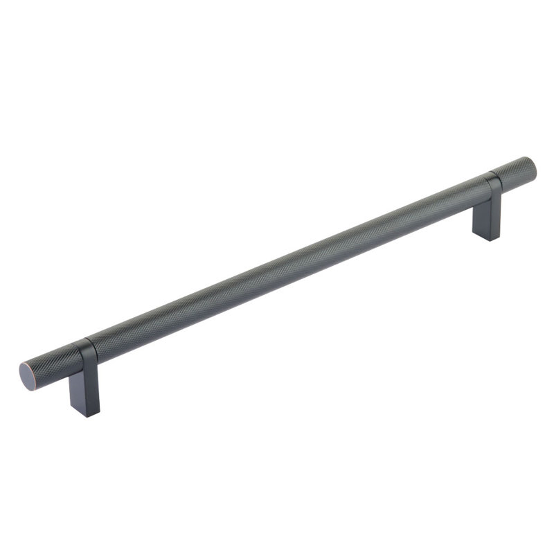 Poignée d'armoire Emtek Select avec tige de bar rectangulaire et barre moletée, 4", Bronze frotté à l'huile