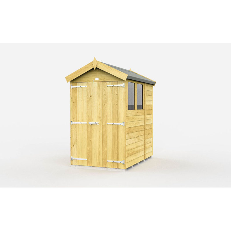 4ft x 7ft Apex Shed - Double Door with Windows