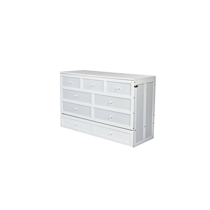 Armoire lit escamotable avec tiroir de rangement et station de charge Murphy, Grand, Blanc