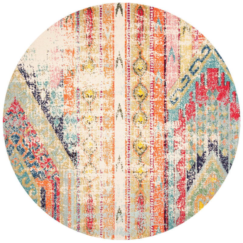 Wooler Southwestern Blue/Orange Area Rug, Round 11'