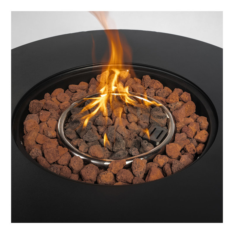 Table ronde avec foyer au propane 30 po et pierres de lave, H 24 po x l 30 po x P 30 po