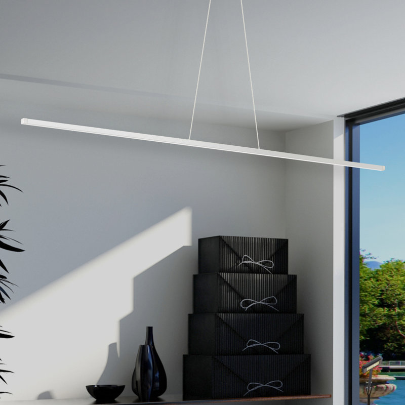 Luminaire suspendu linéaire à 1 lumière pour îlot de cuisine Bryanne, H 0,75 po x l 72 po x P 0,5 po, Blanc mat