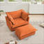 Canapé avec repose-pieds, siège profond à housse moderne pour salon | Chenille orange
