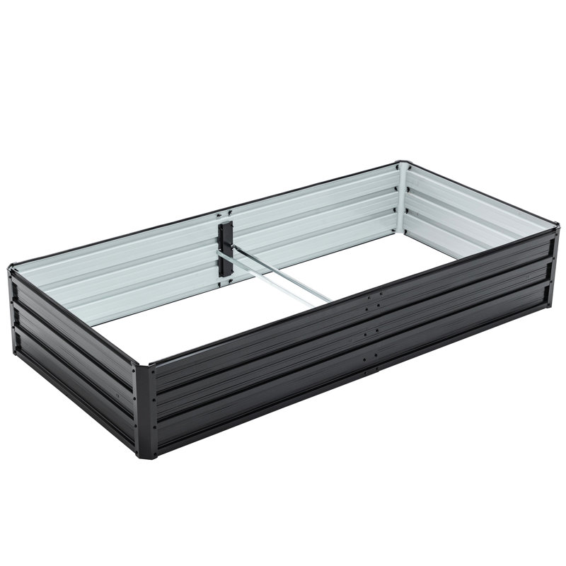 6 - Foot, Galvanized, Raised Bed, Black, Outdoor, Planter, Succulents, Vegetables, Weather , Baking Varnish Foot Long Galvanized Black Outdoor Container For Vegetables And Rust Design
