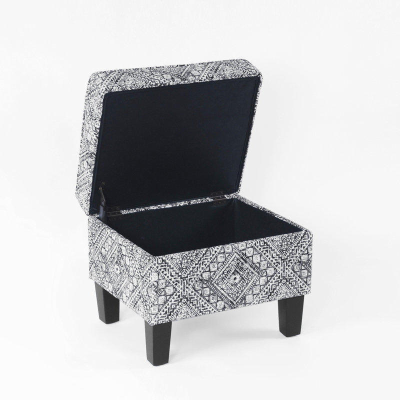Gorton Medium Storage Ottoman, Gray Damask