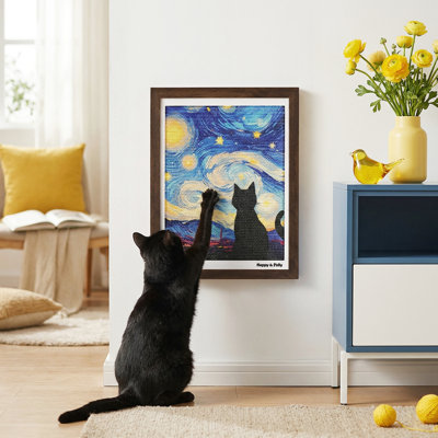  Décoration murale artistique pour chat Happy & Polly, sisal mural, nuit étoilée
