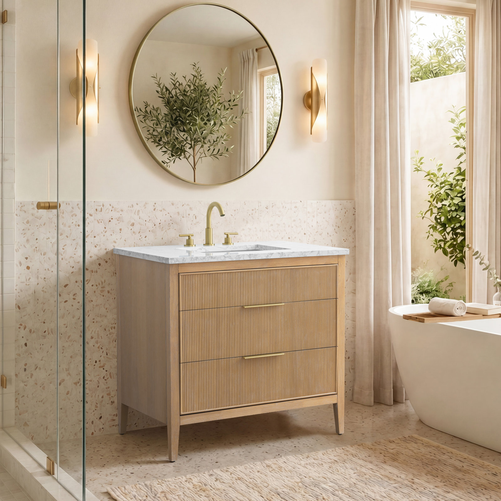 Bilroy 36" Oak Single Bathroom Vanity, Classic Oak
