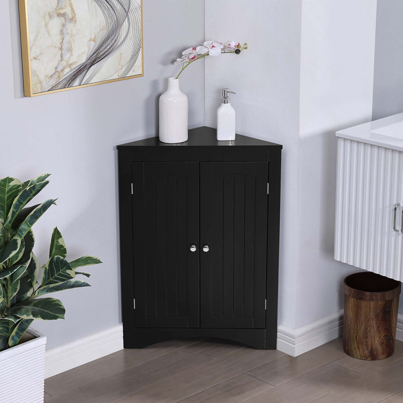 Armoire de plancher et d'angle avec portes et tablettes pour la cuisine, le salon et la salle de bain