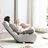 Reclining Chair With Spring Support, For Relaxation - Space Saving Design Comfortable Fits Area Gray Metal & Linen