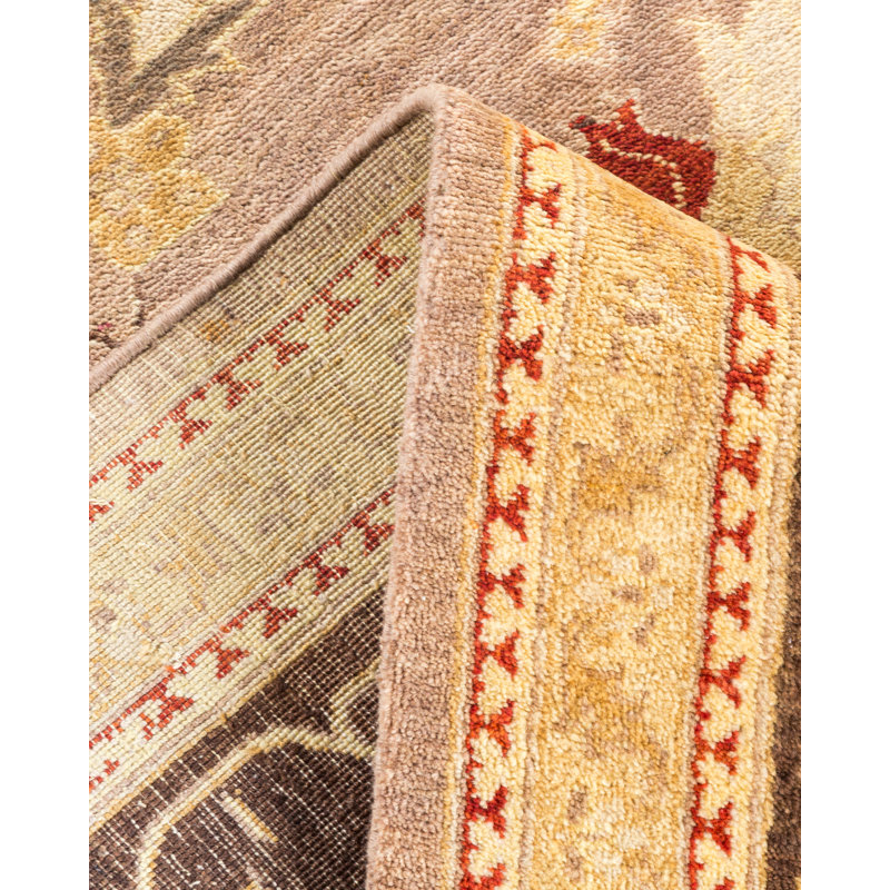 Tapis unique noué à la main brun / brun clair / rouge Kerrigan