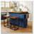 Farmhouse Kitchen Island on Wheels with Drop Leaf and 2 Seatings, Kitchen Cart Set with Storage Cabinet, Drawers, Door Shelves and Power Outlet-1620393823