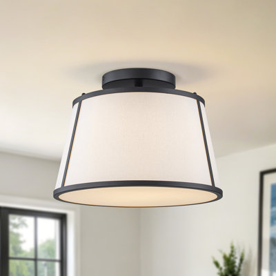Plafonnier semi-encastré cylindrique en tissu 3 lumières