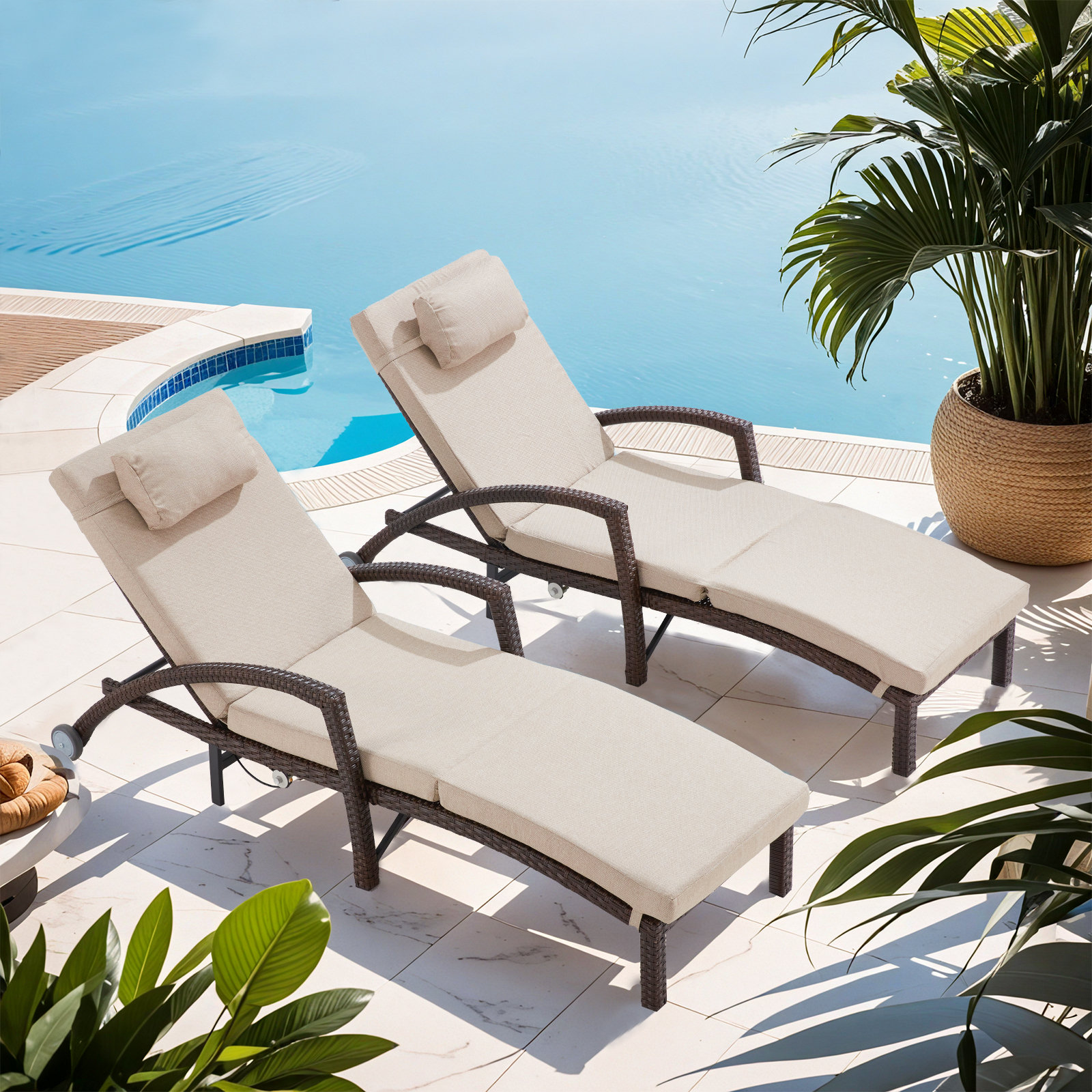 Levemolo Lot de 2 coussins de rechange pour chaise de jardin en polyester