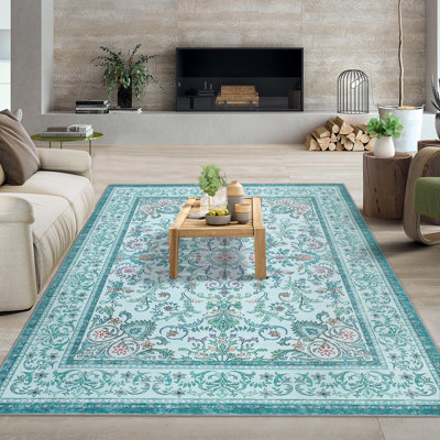 Tapis floral lavable et lavable Boho