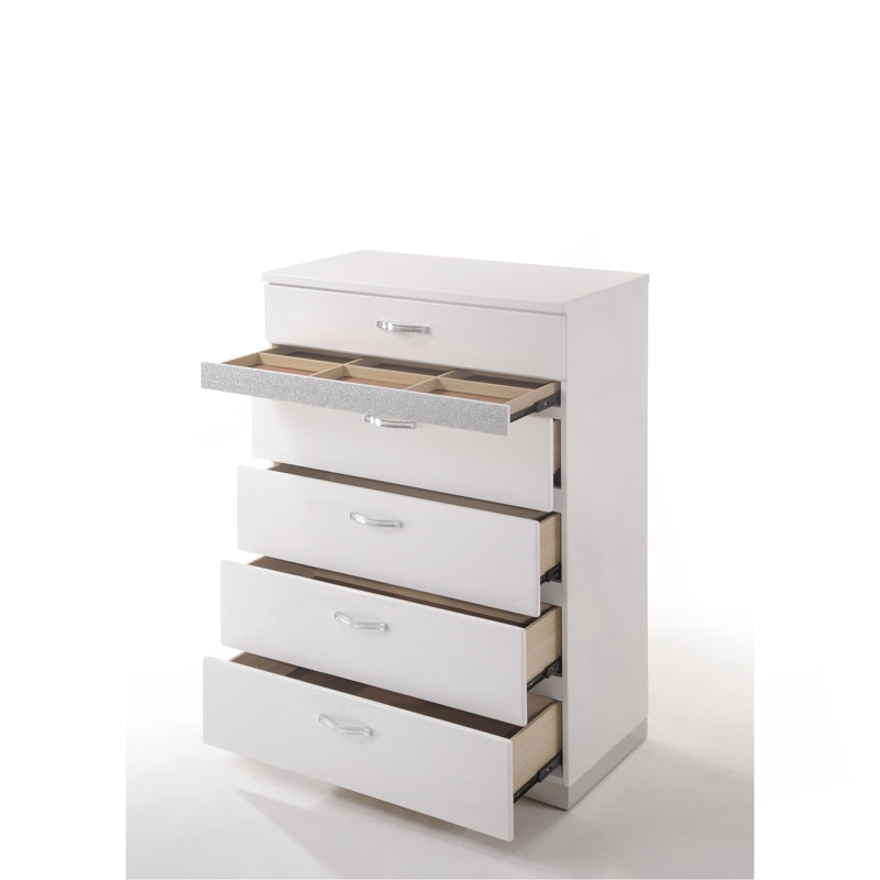 Commode élégante et fonctionnelle avec beaucoup de rangement et d'organisateur, idéale pour la chambre à coucher et l'organisation à la maison.