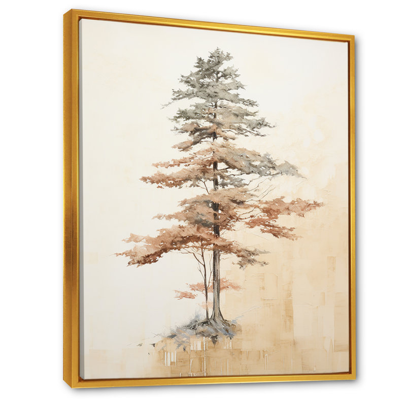 Minimalisme, séquoia beige I, impression sur toile, H 44 po x l 34 po x P 1,5 po, Cadre flottant doré