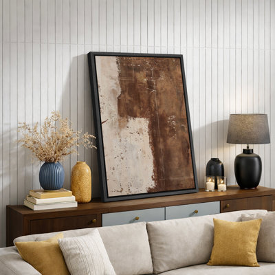 Abstract Shape "Warm Dark Brown Neutral Modern Organic Artwork, Minimalist Rustic Living Room Wall Pictures, Large Framed Canvas Giclee Print Wall Art"