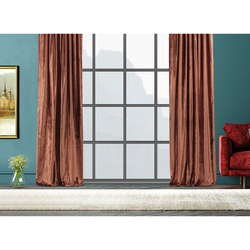 Room Darkening Single Curtain Panel, Orange, 130cm Width x 200cm Drop