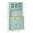 Light Blue Pantry Storage Cabinet Freestanding  Kitchen Buffet with Hutch with Drawers, Glass Doors, and Adjustable Shelves