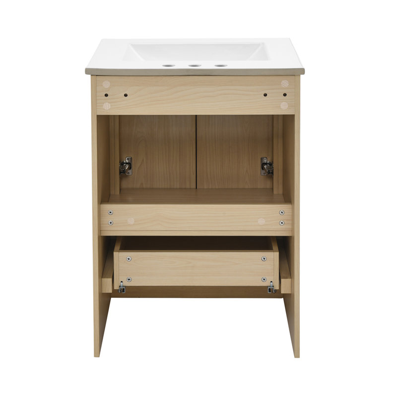 Meuble-lavabo autoportant 24 po Virage, Brun, Blanc, 3