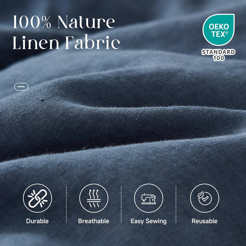 Tissu en lin 100% naturel pour les vêtements et la décoration intérieure, Bleu nuit