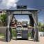 Pavillon de jardin grillagé en aluminium 8 pi x 8 pi avec double toit en polycarbonate gris pour l'extérieur