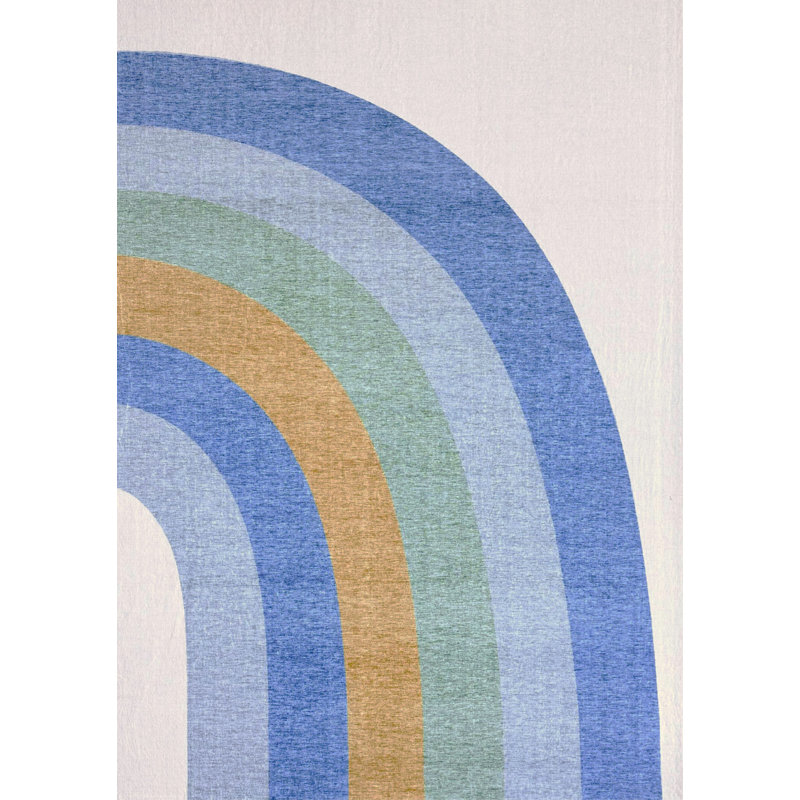 Tapis juvénile arc-en-ciel bleu et orange 8 pi x 11 pi
